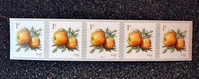 2016USA #5037 1c Apples Coil  Strip of 5  PNC  Mint  NH   #P111111   apple - Image 1 of 2