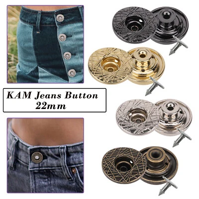 22mm Metal Jeans Buttons with Nails Rivet Snap Fasteners Denim Jackets Repair - Image 1 of 4