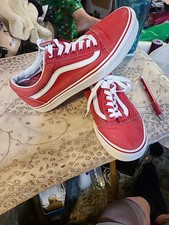 #203- Very Nice Men's Red/White  Vans Of The Wall,World's #1 Skateboard Shoes...