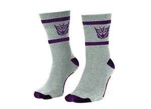 Hasbro Transformers Decepticons Symbol Grey and Purple Crew Socks - Picture 1 of 3