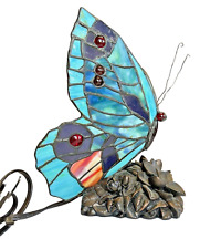 Vintage Tiffany Style Stained Glass Butterfly Table Lamp