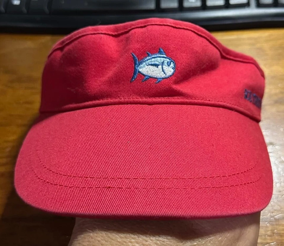 Boné viseira de pesca ajustável vermelho peixe Southern Tide #8R - Imagem 1 de 4