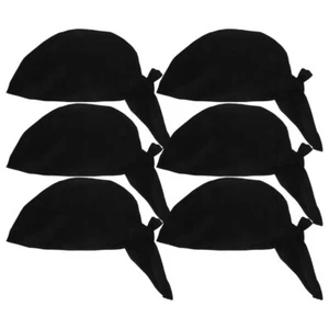 6PCS Black Chef Hat Unisex Cap Cotton Bakery Wrap Hair Cover 6pcs Waiter Uniform - Picture 1 of 12