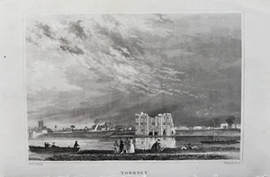 1836 Antique Print; Torksey Town & Castle, Lincolnshire after Joseph Livesey - Imagen 1 de 2