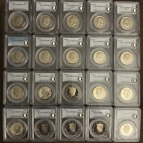 Full 20 years set of PCGS69 Kennedy 50C S (1977-1996S) Comes With PCGS Blue Tin Cover