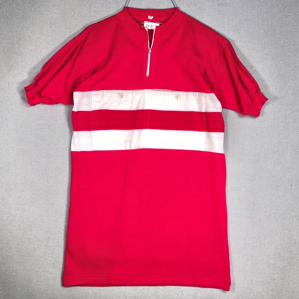 Camiseta deportiva de ciclismo vintage Lambertini rosa talla 44 bolsillos acrílicos años 60 70 J23 Foto 1 de 4