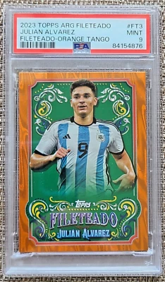 JULIAN ALVAREZ 2023 Topps Argentina Fileteado Orange Tango /25 PSA 9 - Image 1 of 2