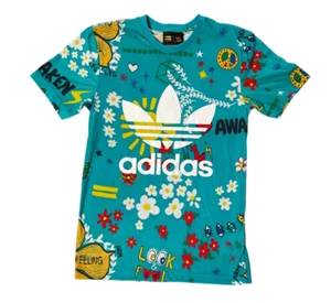 Adidas Pharrell Williams T-Shirt aquablau seltene Blumen menschliche Rasse Gr. XS - Bild 1 von 4
