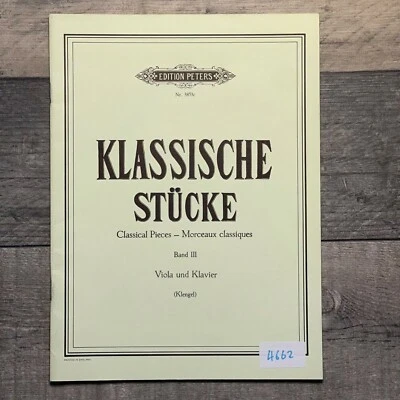 Edition Peters No. 3853c KLASSISCHE STUCKE Band 3 Classical Pieces Viola & Piano - Image 1 of 4