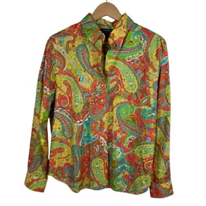 Ralph Lauren Paisley Button Down Langarm Hemd Gr. L Bunt Print Retro - Bild 1 von 10