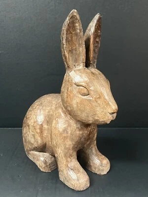 CARVED WOOD PAPER MACHE MOLD/SCULPTURE OF RABBIT #104 - Image 1 of 4