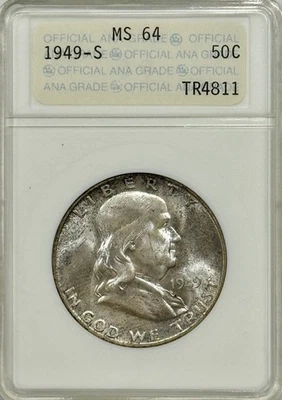 1949-S Franklin Half ANA MS-64 Old Soapbox Holder - Image 1 of 4