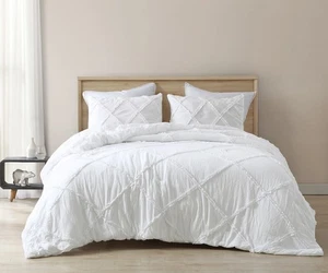 Chezmoi Collection 3-Piece Soft Washed Microfiber Diamond Ruffled Comforter Set - Picture 1 of 17