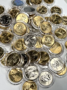 WASHINGTON STATE QUARTERS + GOLD PLATED UNCIRCULATED 25c $13.75 FACE 55 COINS - Picture 1 of 7