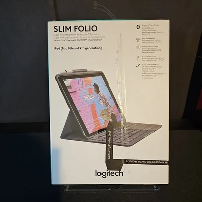 Logitech Slim Folio Bluetooth Keyboard Cover For Apple iPad 7/8/9th Gen QWERTY - Image 1 of 2