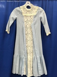 Girl's Light Blue Vintage Prairie Lace Maxi Dress - Picture 1 of 3