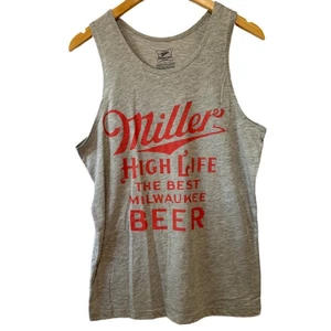 Miller High Life The Best Milwaukee Beer Graphic Tank Top Men's Size S Gray - Picture 1 of 5