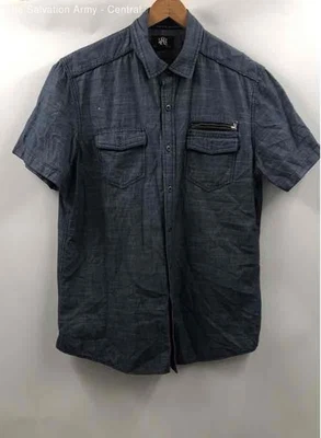 Rock & Republic Mens Gray Cotton Short Sleeve Button-Up Shirt Size Large - Image 1 of 4