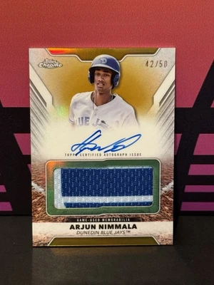Arjun Nimmala 2025 Topps Pro Debut Jumbo Relic Auto Gold /50 Blue Jays #PDJAR-AN - Image 1 of 2