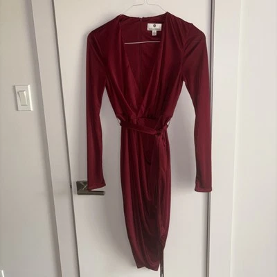 Altuzarra Target Womens size 2 Red Satin Wrap Dress W/ Scarf  - Image 1 of 4