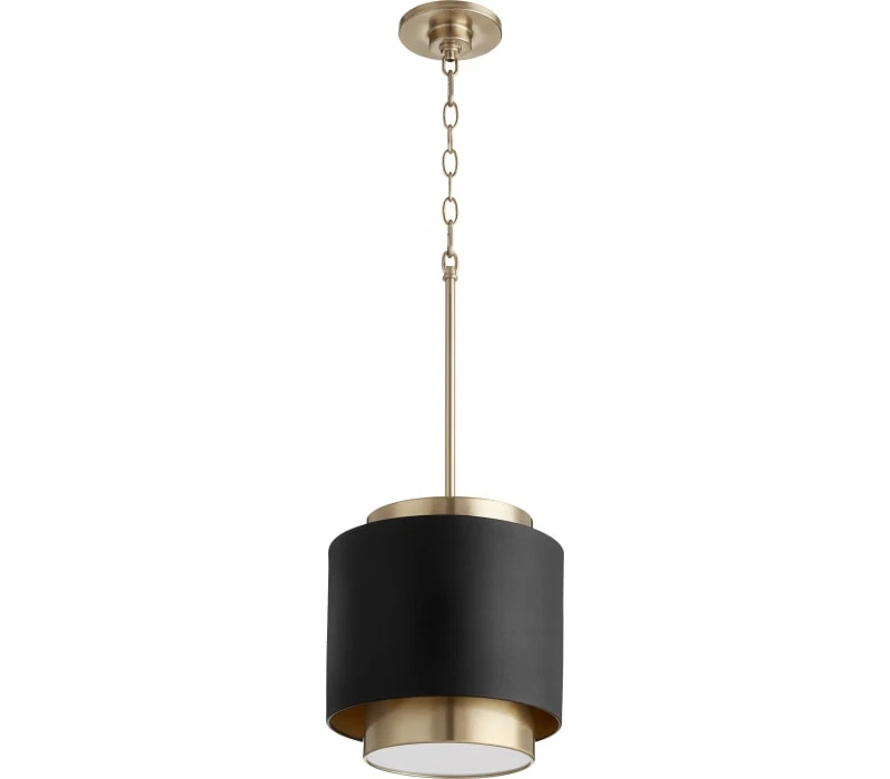 Quorum 8010-6980 Pendant, 1-Light 100 Watts, Noir / Aged Brass - Image 1 of 1