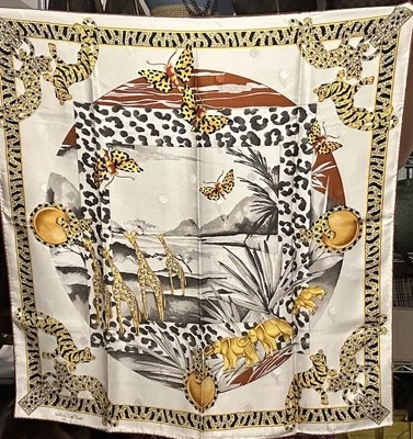 Cartier EUC Scarf 34in X 34in Animal Print with orig. box - Image 1 of 4
