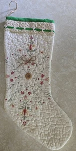 Upcycling Quilt Handarbeit 17,5"L Weihnachtsstrumpf Shabby Chic Deko beidseitig #9 - Bild 1 von 4