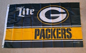 ¡Bandera Green Bay Packers 30 x 48! ¡Promoción Miller Lite! ¡Nuevo! ¡Sellado! ¡NUEVO! RARO  - Imagen 1 de 2