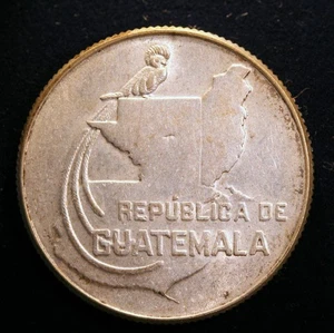 FOREIGN SILVER COIN - Guatemala, 25 Centavos, 1943, KM-253, NICE AU CONDITION - Picture 1 of 2