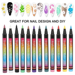 12x Nail Polish Pens Multiple Colors High Elasticity Soft Head DIY Nail Art Graf - Picture 1 of 22