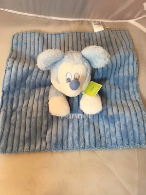 TANNER Disney Mickey Mouse baby lovey security blanket blue rattle corduroy NWT - Image 1 of 4