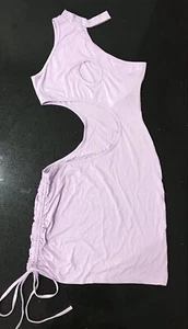 CAPE CLIQUE Sexy Sleeveless Cutout Bodycon Short Dress Ruched Purple Medium - Picture 1 of 9