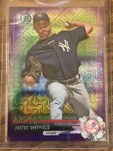 2017 Bowman Chrome Purple Mojo Refractor Justus Sheffield 195/250 - Picture 1 of 2