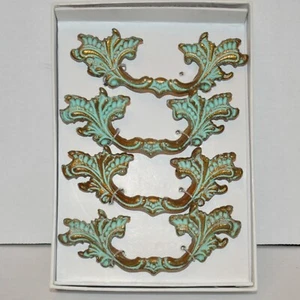 Cassettiera provinciale francese vintage estraibile oro verde 3" centri e ferramenta 4 Koyal Chic - Foto 1 di 8