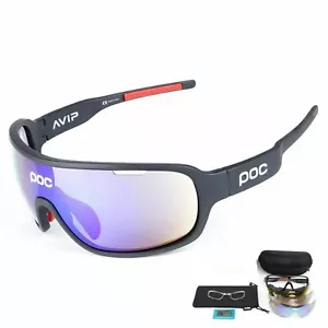 POC Polarized Cycling Sunglasses Sports Bike Goggles Glasses W/ 5pc Replace Lens - Picture 1 of 19