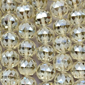 Pale Yellow 14mm Frosted Large Round Ball Chinese Crystal Glass Q8 Beads Per Pkg - Picture 1 of 2