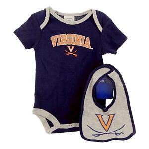 NCAA Virginia Cavaliers Baby Bodysuit And Bib Set (3-6M) Short Sleeve Infant