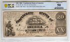 T-18 Pf-22 1861 $20 Confederate Paper Money - Pcgs-B About Uncirculated 50