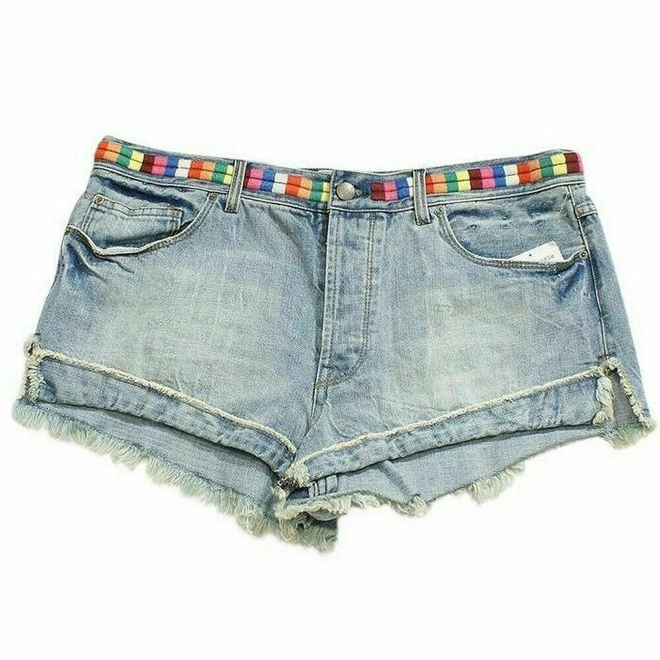 People 9556 Eliot Embroidered Denim Womens Shorts 29