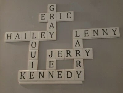 Custom Wood Scrabble Letter Tiles Family Names 3.5, 4.5, 5.5" Squares $2 50 - $4 - Image 1 of 4