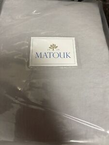 Matouk USA New 1pc Queen Fitted Sheet Grey/Silver 100% Linen