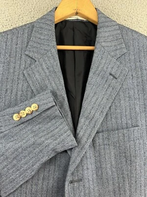 John W Nordstrom Loro Piana Cashmere Silk 41 LT Sport Coat Jacket Blue 3 Button - Image 1 of 4