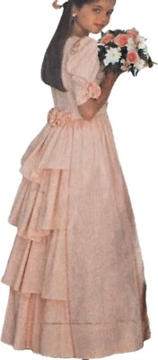 1980s Tiered Bustle Bridesmaid Flower Girl Dress Butterick 4529 Sewing Pattern - Image 1 of 3