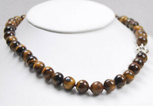 Natural 10MM tiger's-eye Gems Round Beads Necklace 18" Crystal Healing-