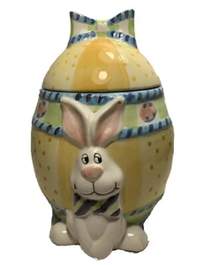 Ceramic Easter Egg Cookie Jar With 3D Easter Bunny by World Bazaar - Picture 1 of 12