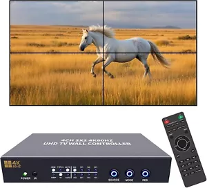 ISEEVY 4K60 Video Wall Controller, 2x2 HDMI USB-C Splitter for 1-4 TV Display - Picture 1 of 9