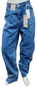 MARKS & SPENCER Kids Girls Embroidered Blue Button Zip Up Denim Adjustable Jeans - Picture 1 of 11