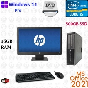 Computadora de escritorio HP Intel i5 16 GB RAM 500 GB SSD Windows 11 Pro 22" LCD WiFi - Imagen 1 de 4