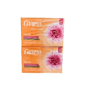 8 Caress Daily Silk Beauty Bar Soap - White Peach & Orange Blossom - 2 x 4 Bars - Picture 1 of 1