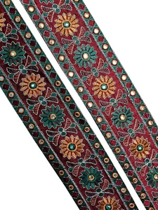 Vintage Saree Border India Decorative Trim Antique Embroidered Ribbon Silk Sari - Picture 1 of 9
